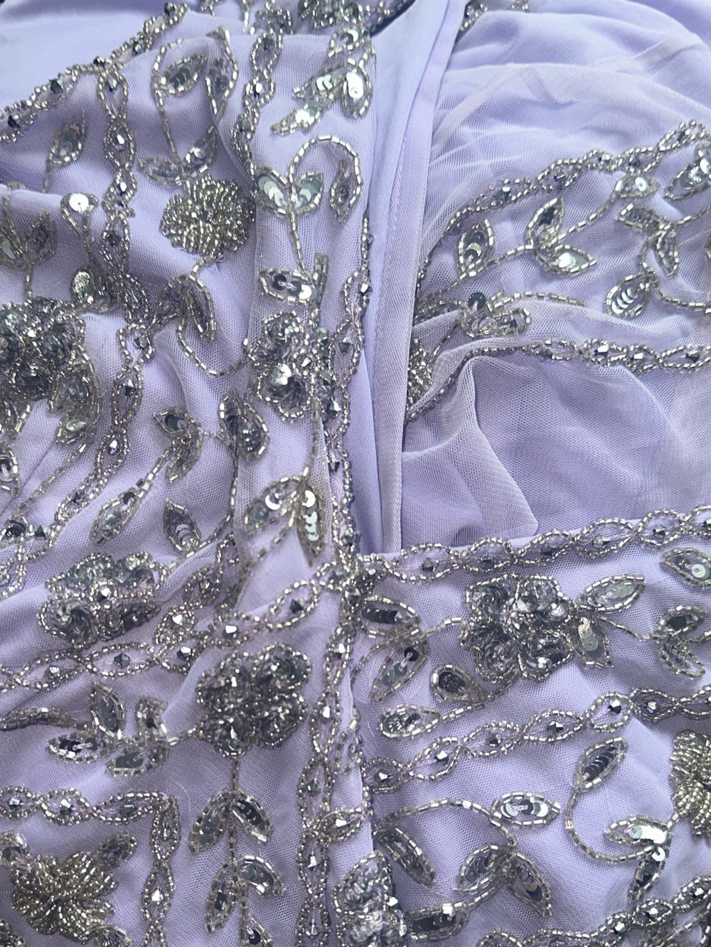 Vintage Style Lavender Beaded Evening Dress Size 16 - Picture 7 of 8